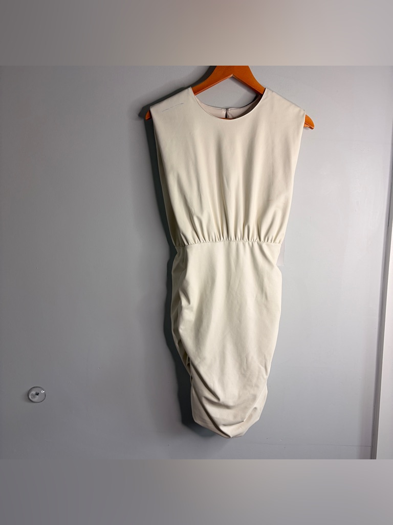 Nwt Amanda Uprichard Sleeveless Cream Faux Leather Dress